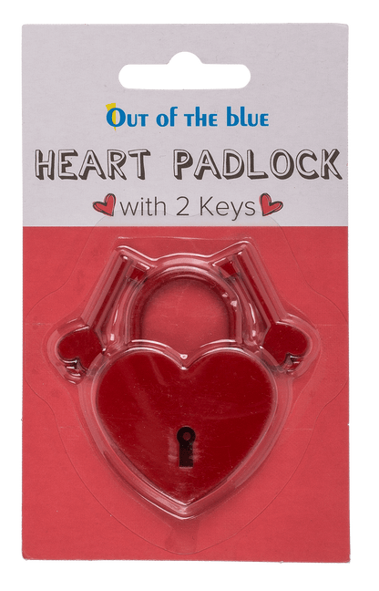 Metal padlock with 2 keys, Heart,