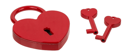 Metal padlock with 2 keys, Heart,