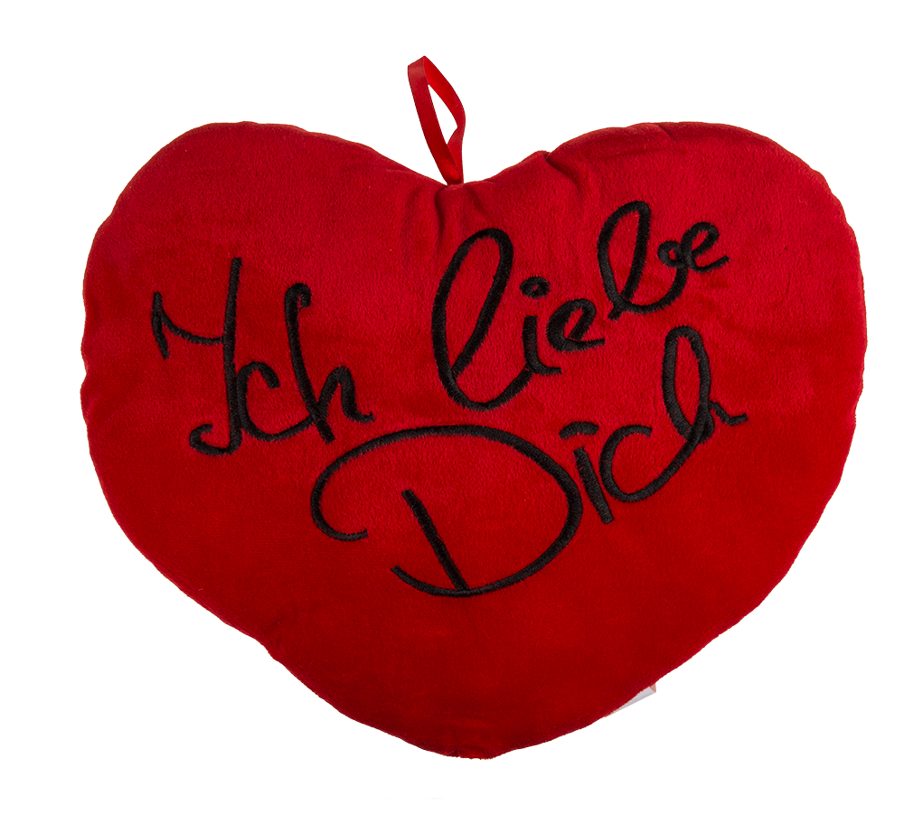 Red plush heart, Ich liebe Dich,