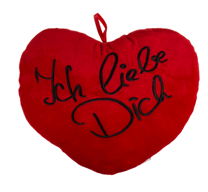 Red plush heart, Ich liebe Dich,