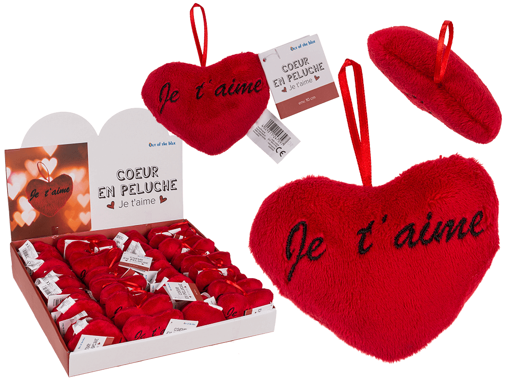 Red plush heart , Je t' aime,
