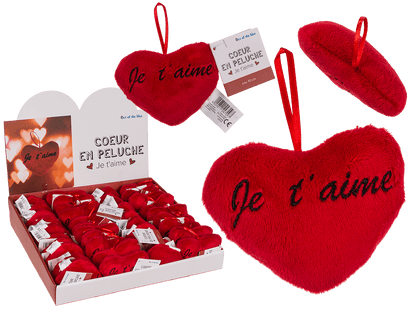 Red plush heart , Je t' aime,
