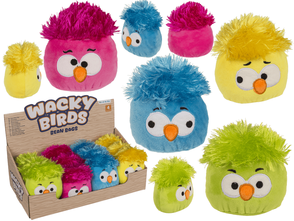 Whacky birds bean bags, 11 cm,