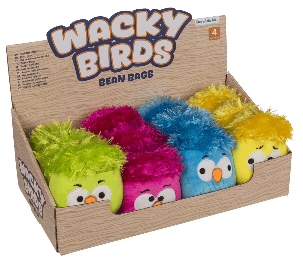 Whacky birds bean bags, 11 cm,