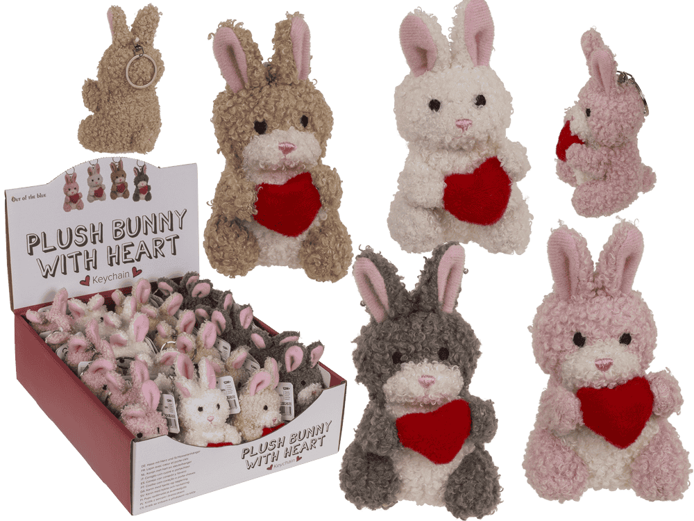 Metal keychain, rabbit with heart,