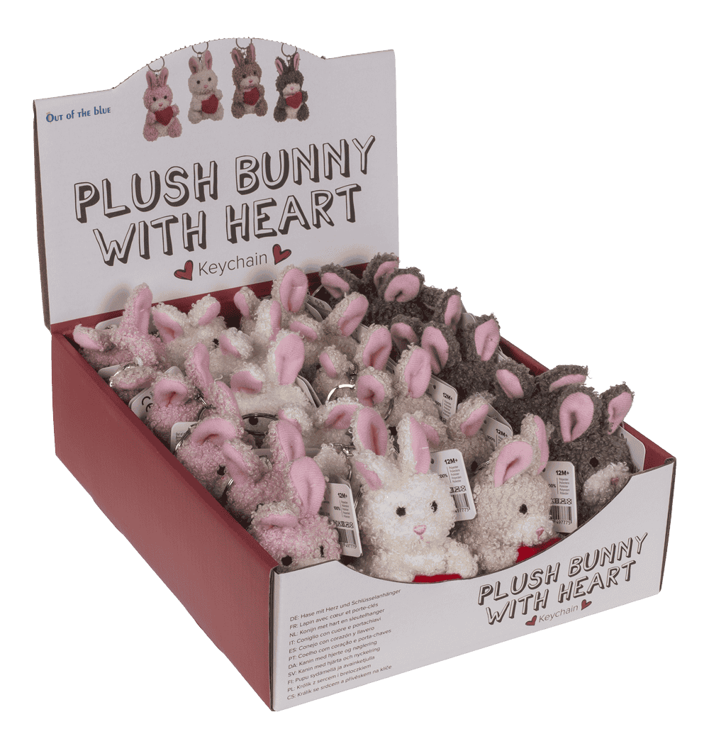 Metal keychain, rabbit with heart,