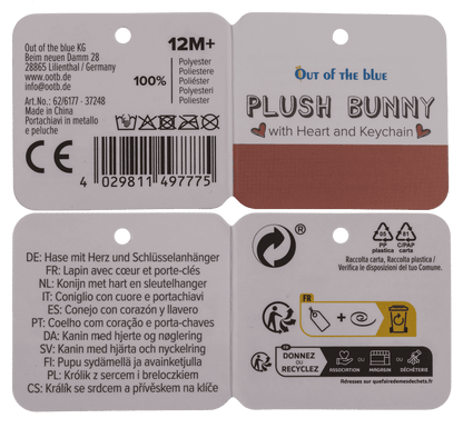 Metal keychain, rabbit with heart,