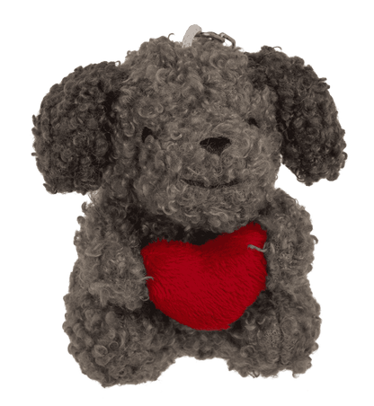 Metal keychain, dog with heart,