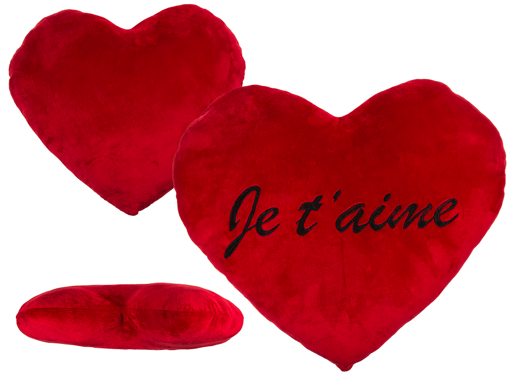 XXL-Red plush heart, JE T'AIME,