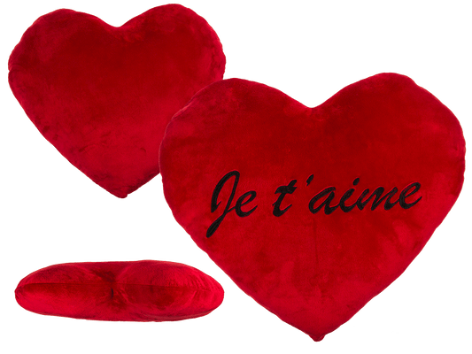 XXL-Red plush heart, JE T'AIME,