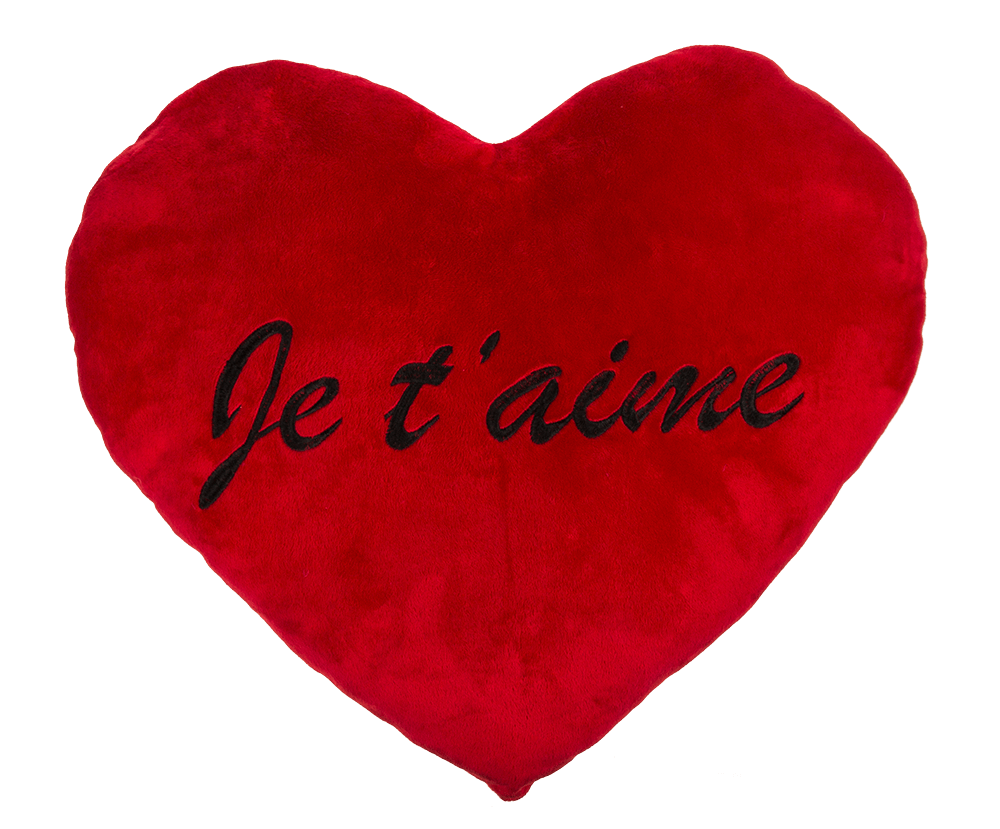 XXL-Red plush heart, JE T'AIME,