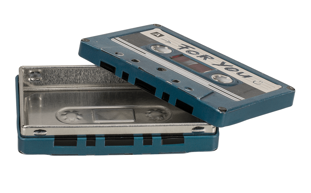 Metal storage box, Music cassette,