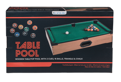 Wooden tabletop pool with 2 cues,