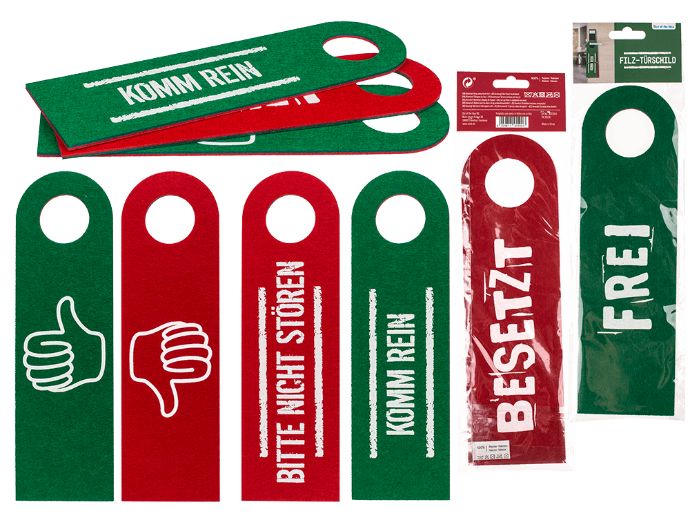 Felt door sign with German lettering,