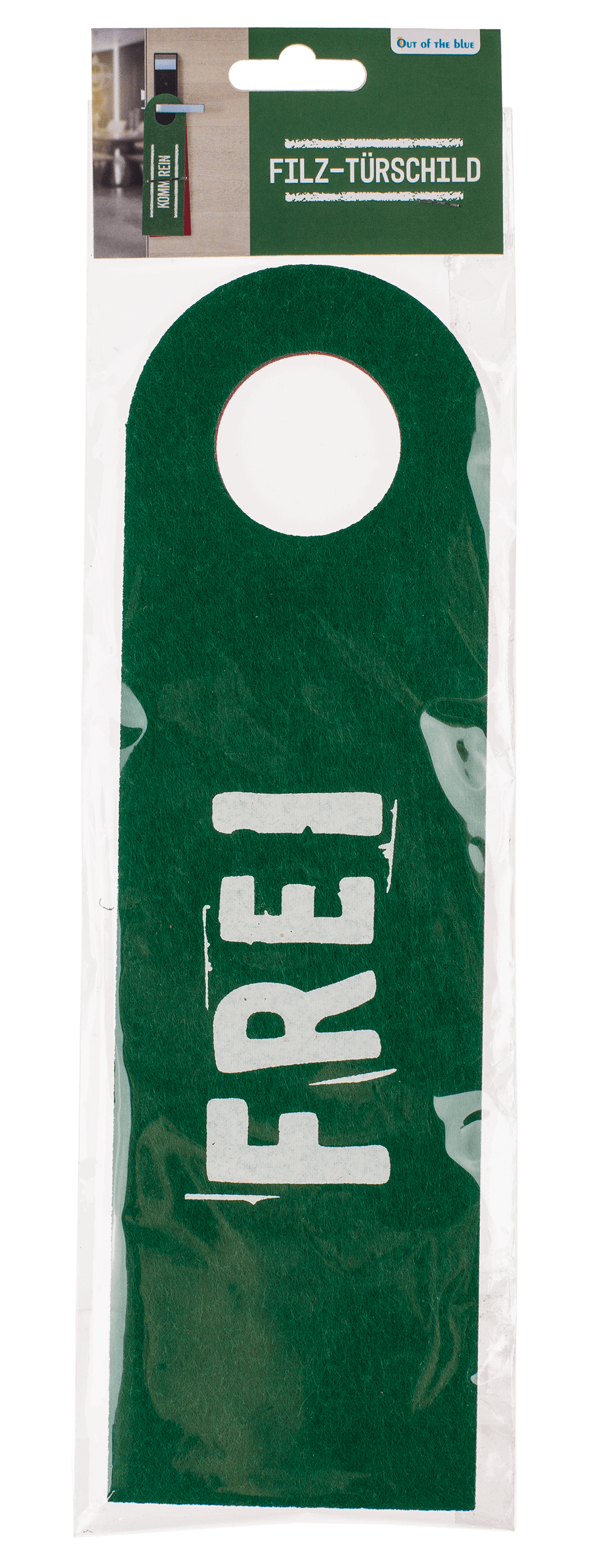 Felt door sign with German lettering,