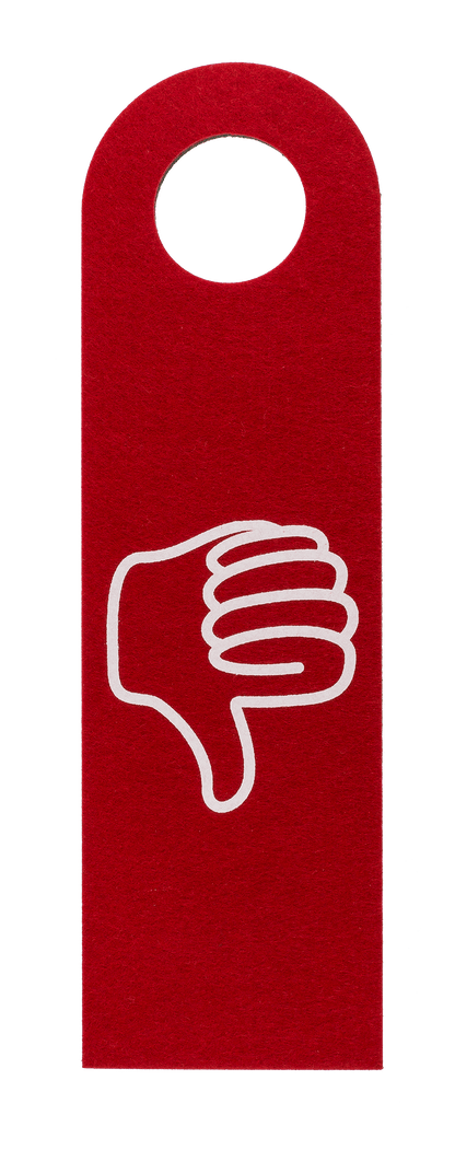 Felt door sign with German lettering,