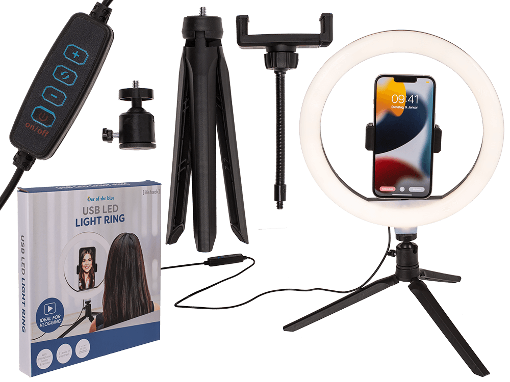 USB LED light ring, with 3 intensities,