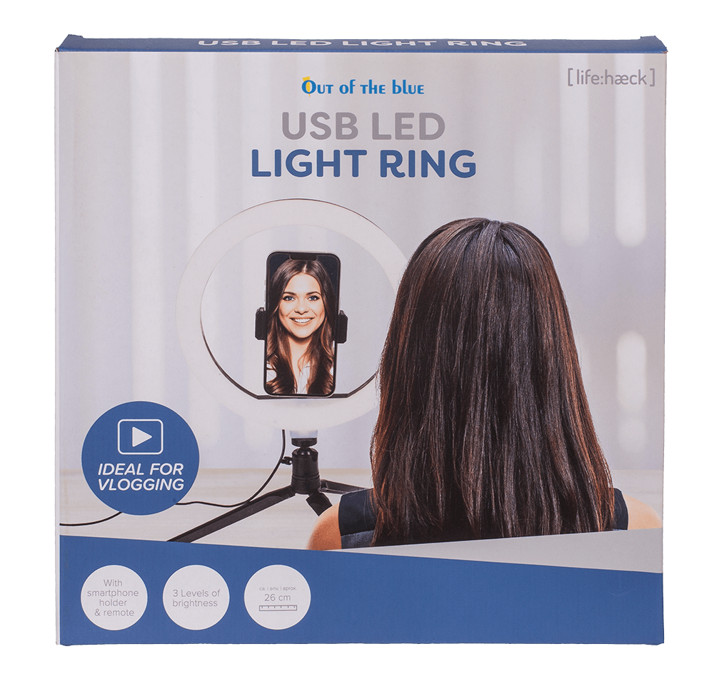 USB LED light ring, with 3 intensities,