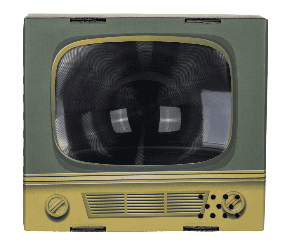 Smartphone magnifying glass, retro television,