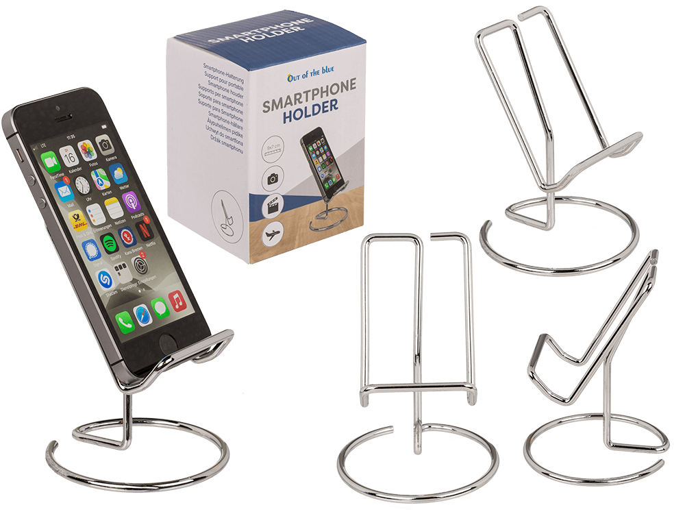 Phone holder, Silver, approx. 10 x 8 cm,