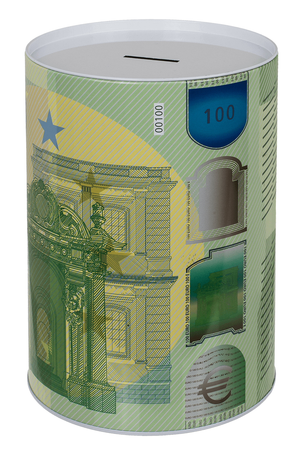 Metal savings bank, XXL 100 Euro Note,