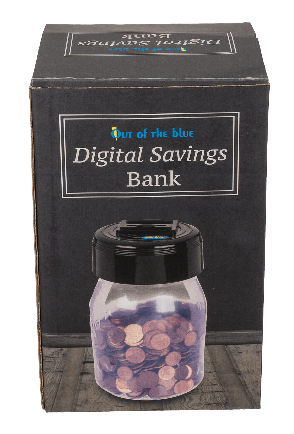 Plastic savings bank with € counter and display,