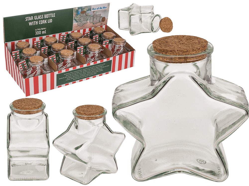 Glass Bottle, Star, ca.11 x 7,5 x 12  cm, with