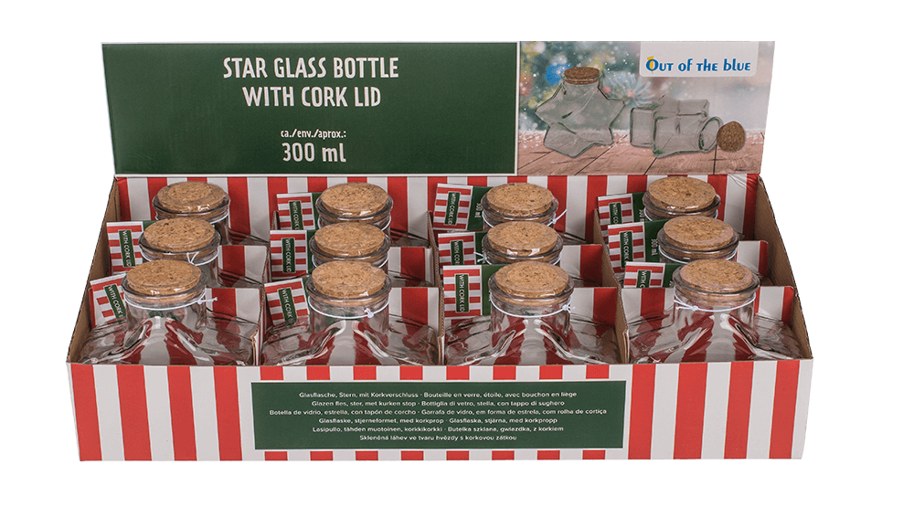 Glass Bottle, Star, ca.11 x 7,5 x 12  cm, with