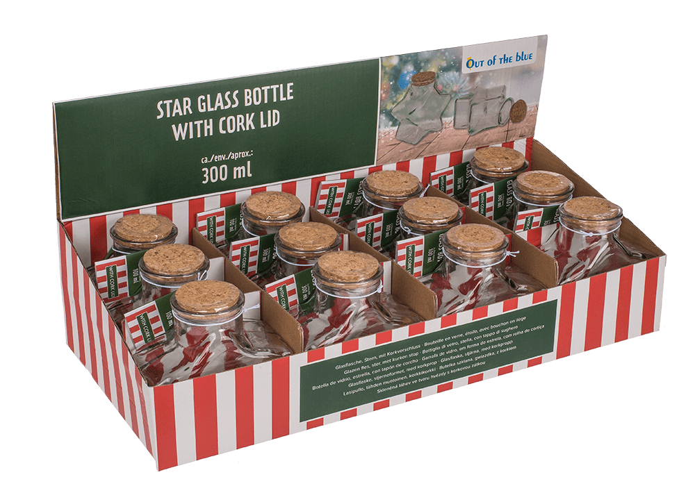 Glass Bottle, Star, ca.11 x 7,5 x 12  cm, with