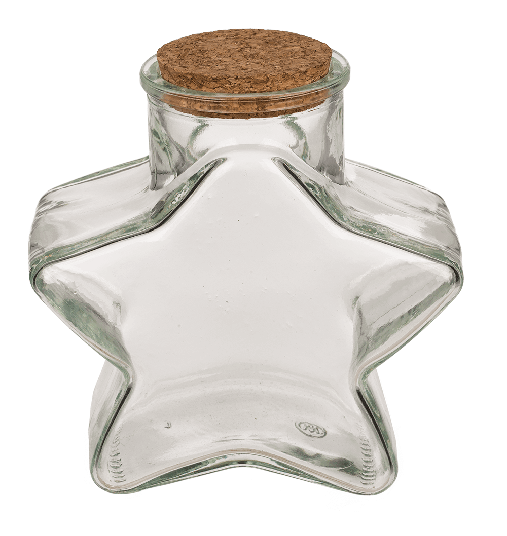 Glass Bottle, Star, ca.11 x 7,5 x 12  cm, with