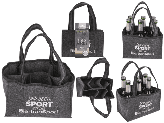 Borsa portabottiglie in feltro con 6 scomparti