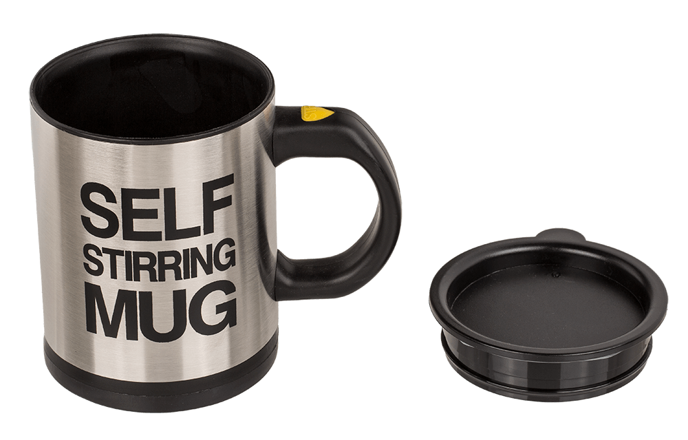 Self stirring mug, stainless steel with plastic,