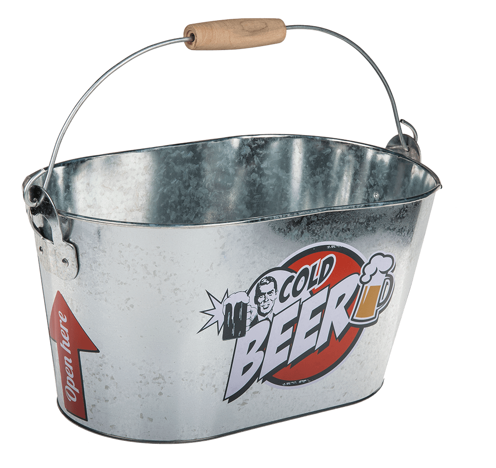 Oval metal bucket, Cold Beer,