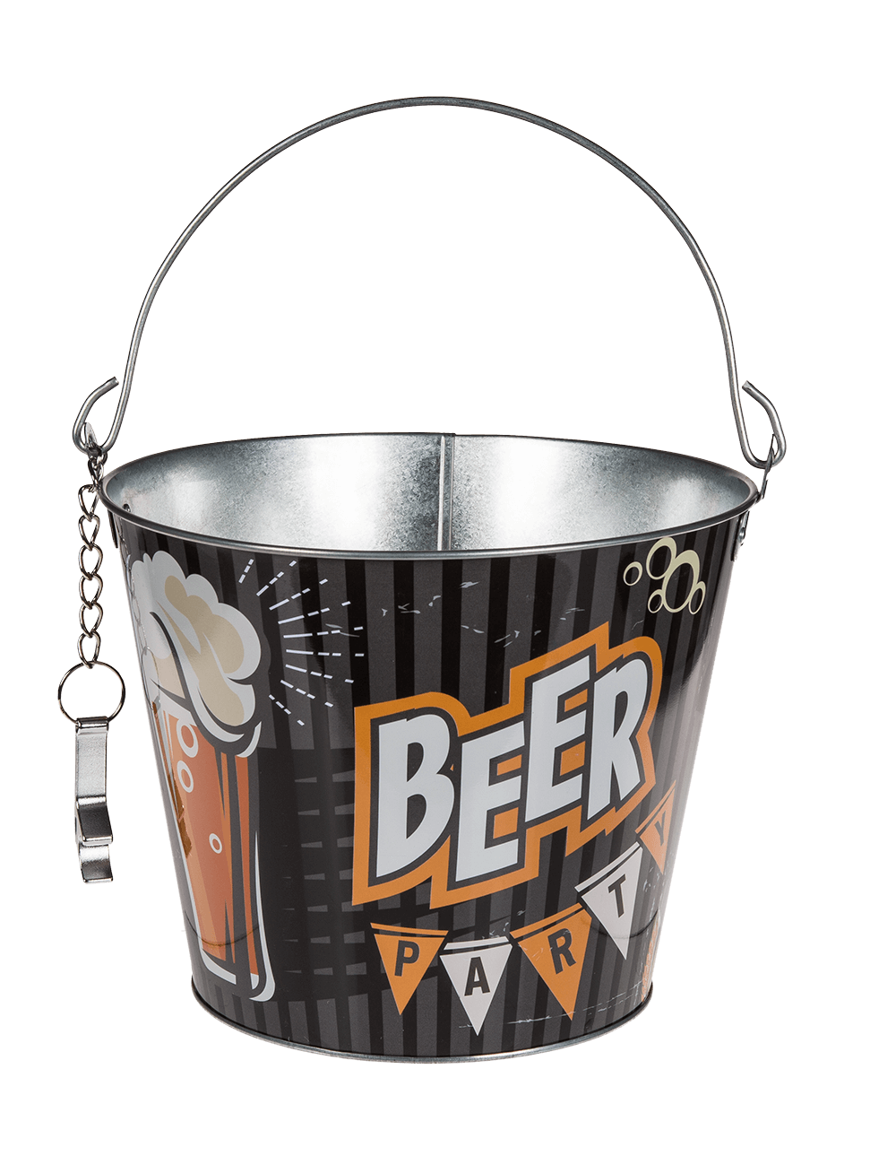 Metal Beer Bucket with Bottle Opener, Vintage