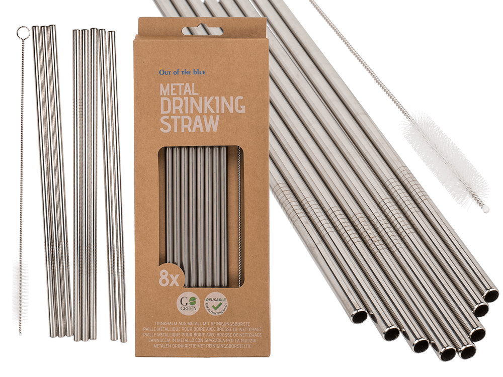 Metal drinking straw with cleaning brush,