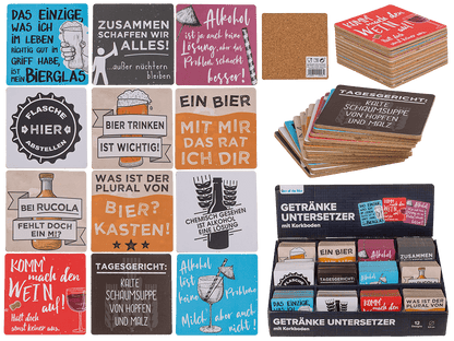 Coaster with cork backing, Slogans