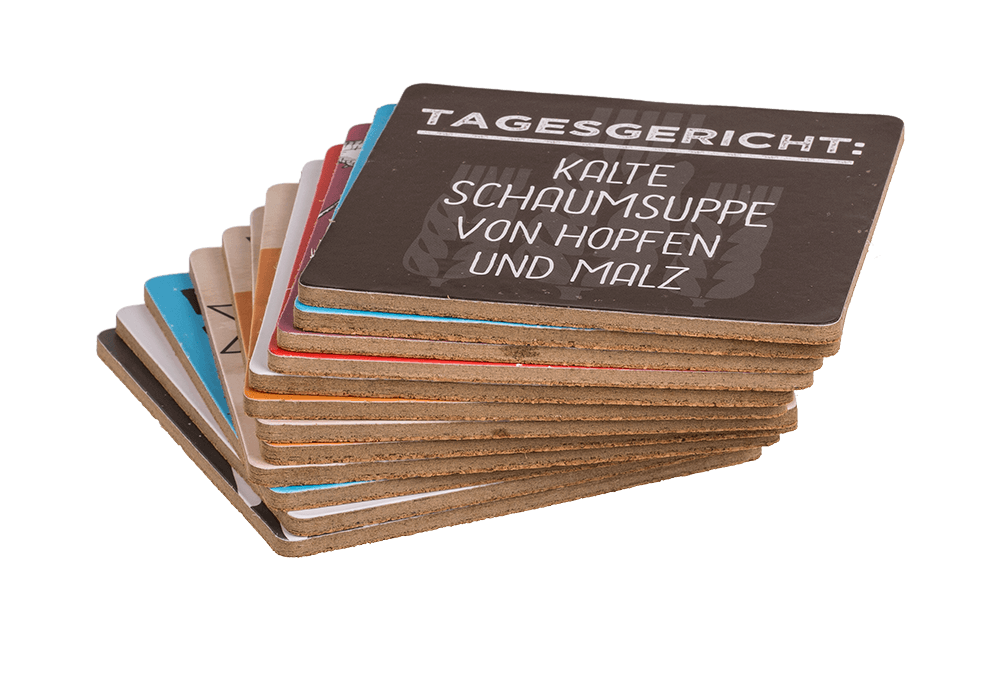 Coaster with cork backing, Slogans