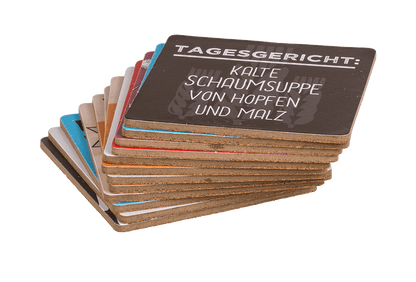 Coaster with cork backing, Slogans