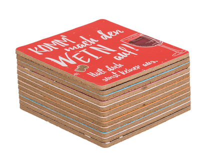 Coaster with cork backing, Slogans