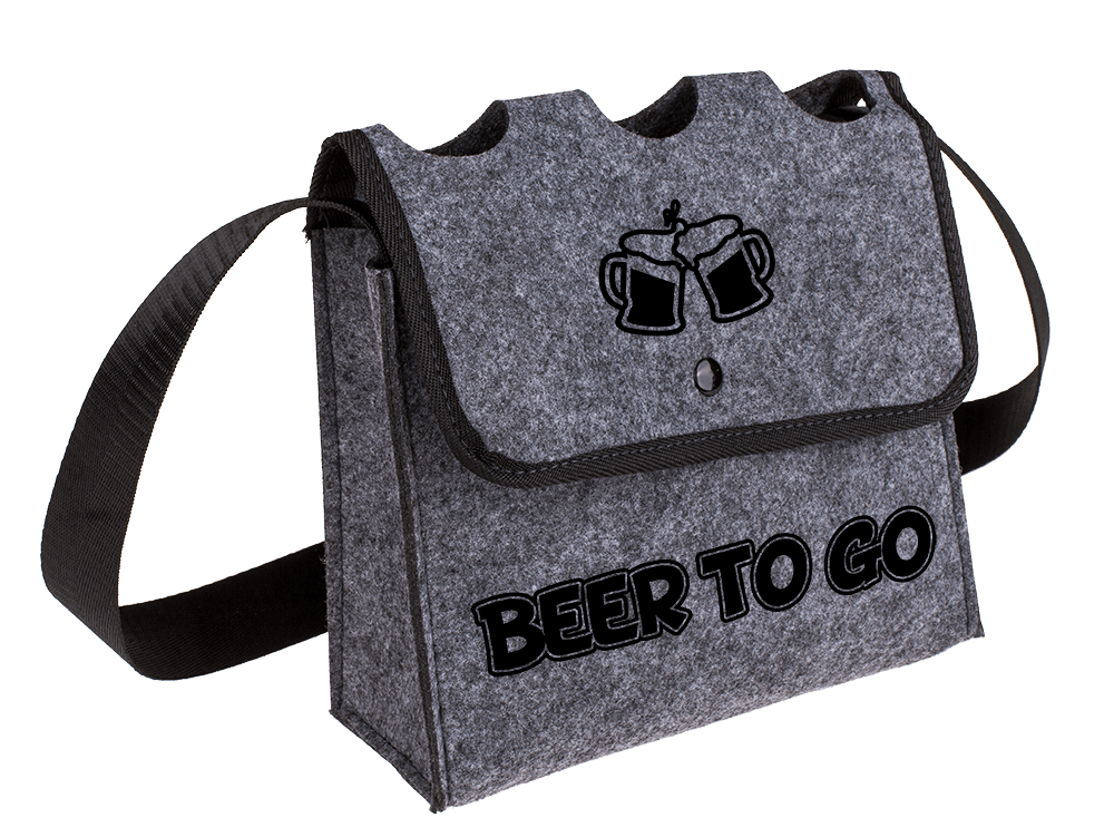 Grey shoulder bag, Beer to go, for 3 bottles