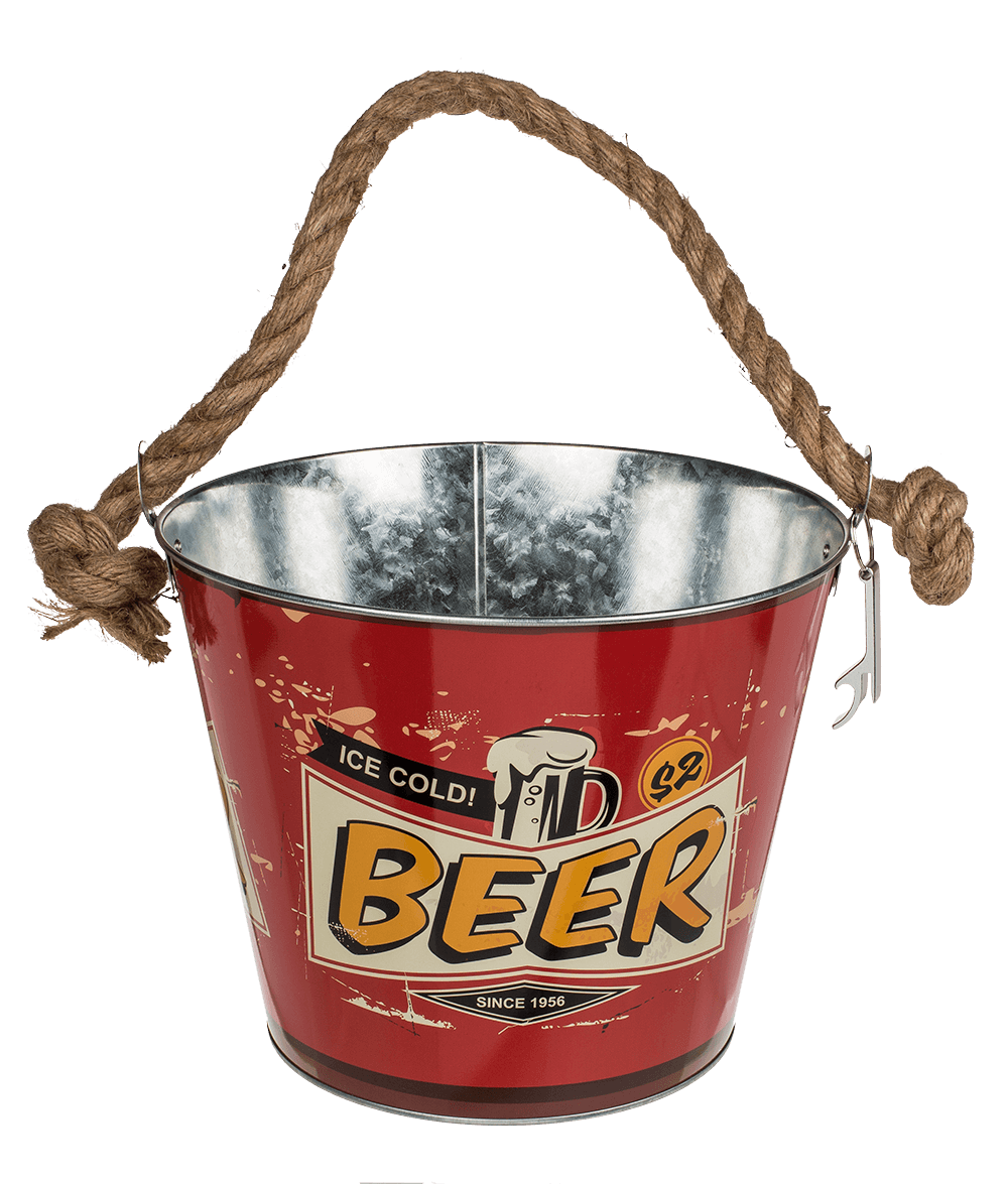Metal Beer Bucket with Bottle Opener, Beer