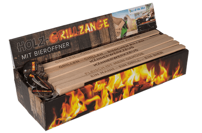 Wooden BBQ-Tongs with bottle opener,