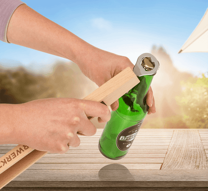 Wooden BBQ-Tongs with bottle opener,