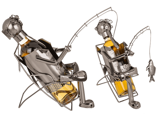Metal bottle holder, Fishing man II,