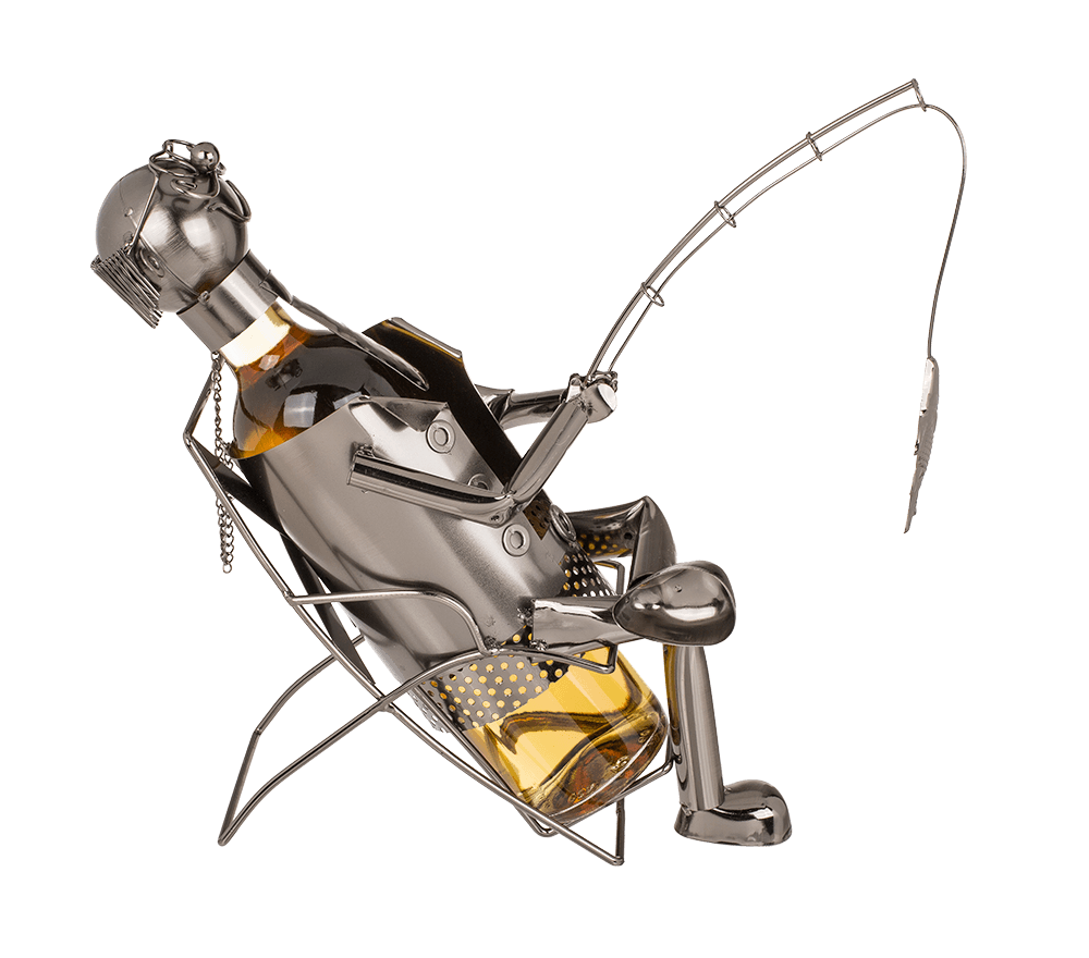 Metal bottle holder, Fishing man II,