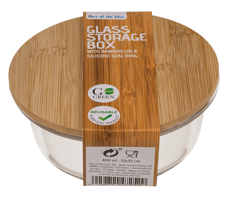 Glass storage box, for  400 ml, ca. 14 x14 cm,