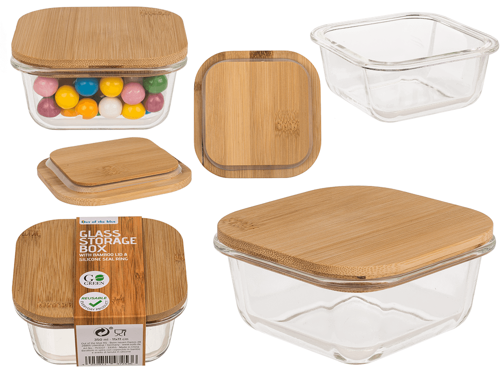 Glass storage box, for 350  ml, ca.12 x 12 cm,