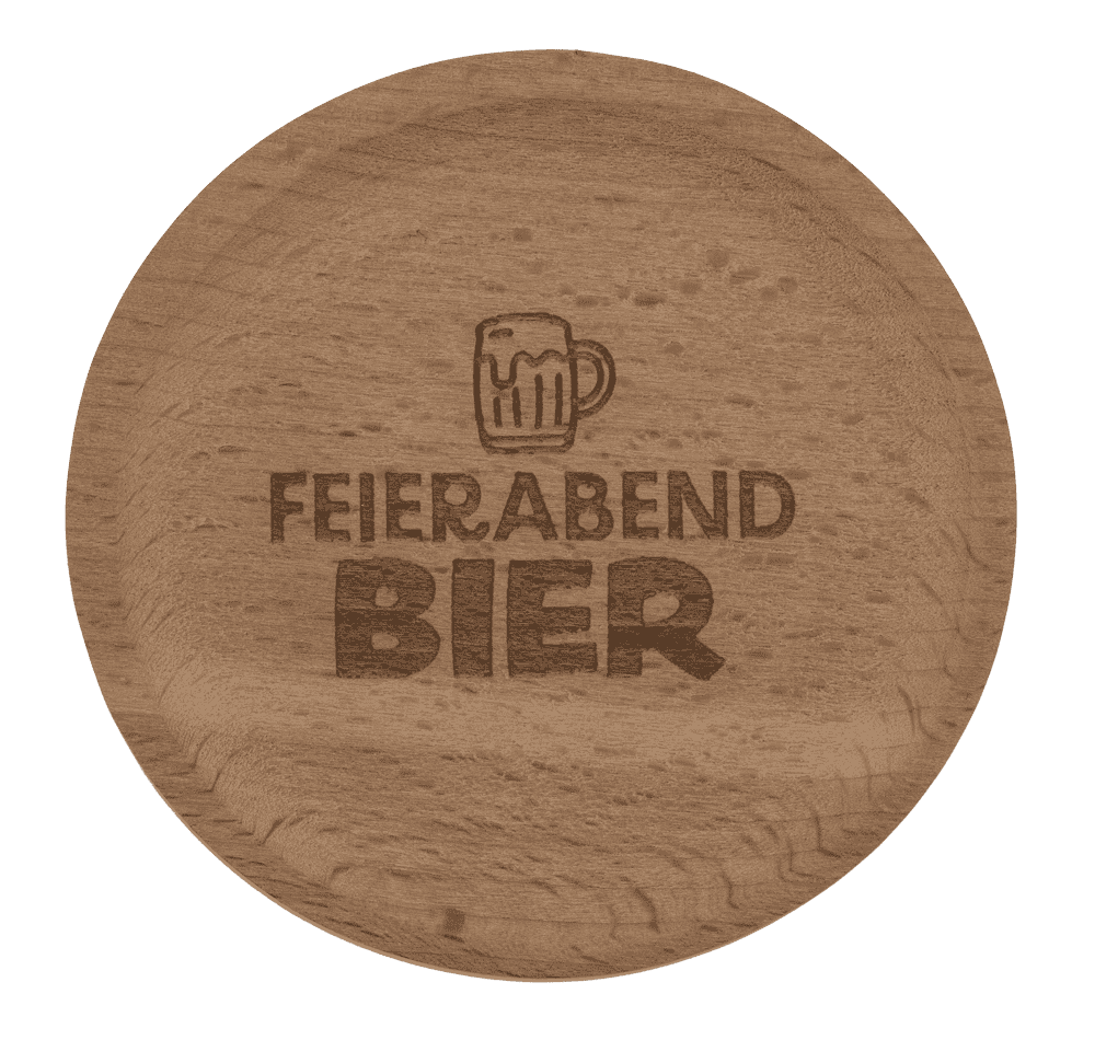 Wooden coaster, with slogan and bottle opener,