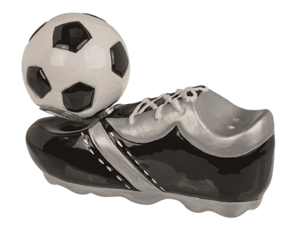 Salt& pepper shaker, football & shoe, with magnet,