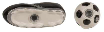 Salt& pepper shaker, football & shoe, with magnet,